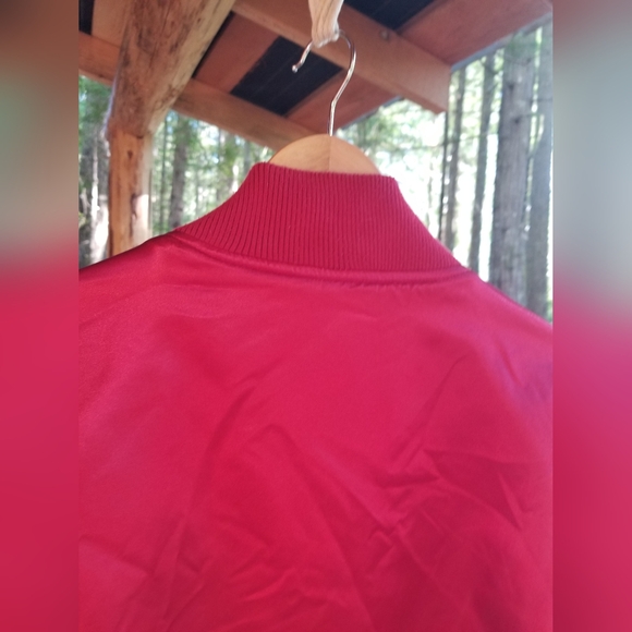 Football Jacket 49ers Starter Large Rare Snap Up Red Gold Winter Coat Shiny - Picture 6 of 15